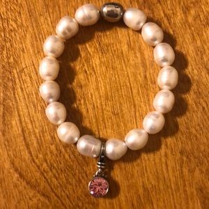 Silpada pearl bracelet with pink charm.